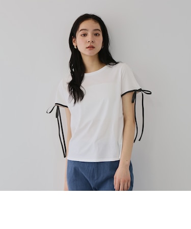 サテンリボンスリーブプルオーバー