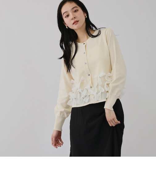 ブルーミングリボンニットカーディガン