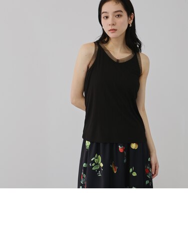 チュールネックラインタンクトップ