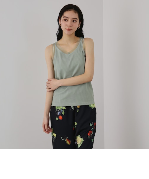 チュールネックラインタンクトップ