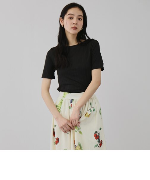 ニュアンスストレッチリブプルオーバー