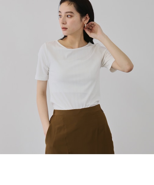 ニュアンスストレッチリブプルオーバー