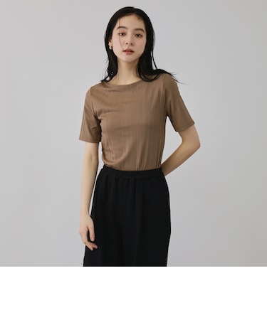 ニュアンスストレッチリブプルオーバー