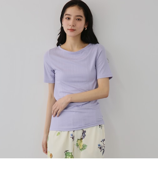 ニュアンスストレッチリブプルオーバー