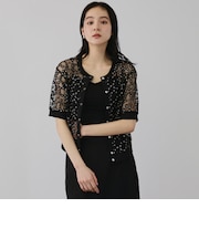 フラワー刺繍テキスタイルカーディガン