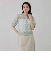 フラワー刺繍テキスタイルカーディガン