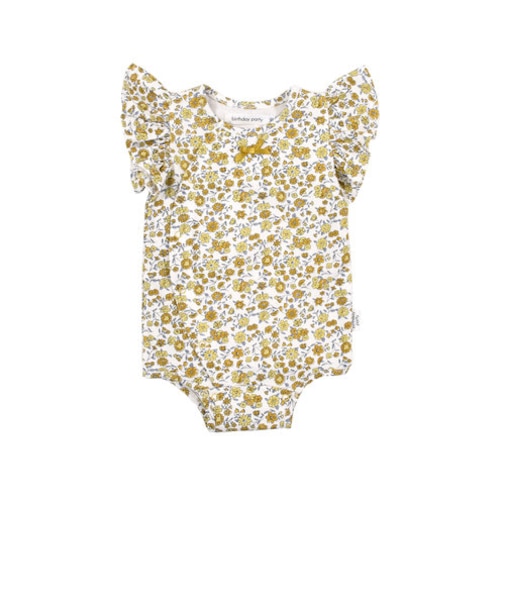 フラワー 花 リボン フリル フレア 半袖 ショートオール ベビー (70~80cm)