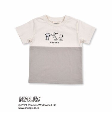 【SNOOPY×SLAP SLIPコラボアイテム】 スヌーピー ピーナッツ 切り替え 天竺 Tシャツ (80~130cm)