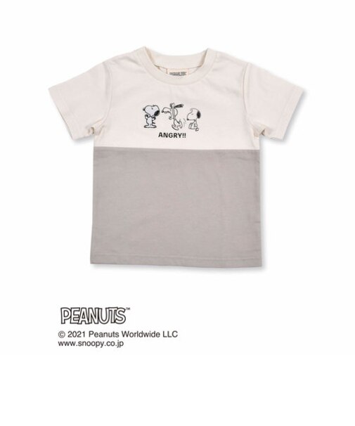 【SNOOPY×SLAP SLIPコラボアイテム】 スヌーピー ピーナッツ 切り替え 天竺 Tシャツ (80~130cm)