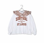 ZIDDY 【 ニコ☆プチ 4月号 掲載 】 ゼブラ柄 襟取り外し 長袖 Tシャツ (130~160cm)