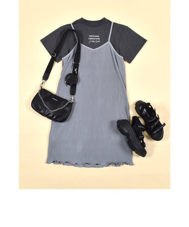 プリーツ キャミワンピース ＋ Tシャツワンピース セット (130~160cm)