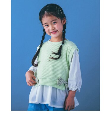 ベスト × シャツ リボン レイヤード風 Tシャツ (80～130cm)