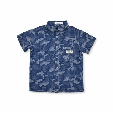 【 お揃い 】 迷彩 星 柄 鳥 プリント アニマル コットン デニム シャツ (80~130cm)