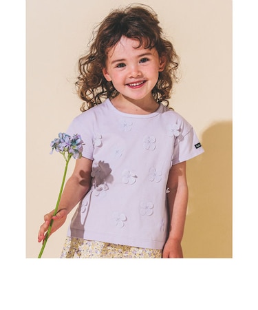 花 モチーフ 付 天竺 Tシャツ (90~130cm)