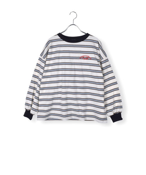 ニコ☆プチ 掲載 】 トレンド マルチ ボーダー ギャザースリーブ T