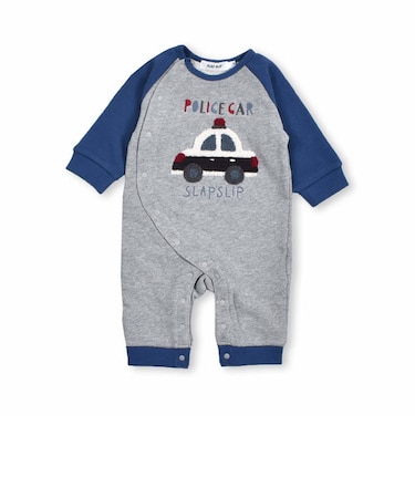 【 お揃い 】 はたらくくるま 消防車 パトカー ショベルカー サガラ刺繍 ロンパース ベビー (60~80cm)