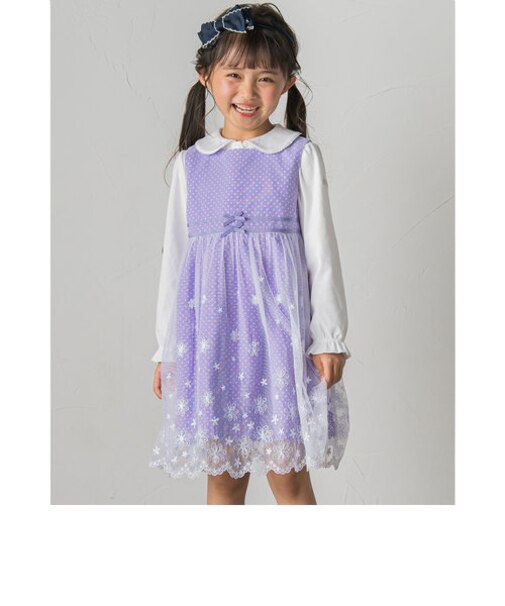 フォーマル ドット チュール 刺繍 ワンピース (110~130cm)
