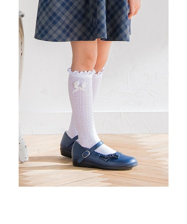 フォーマル 花 フラワー モチーフ 付き ハイソックス (15~24cm)