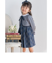 フォーマル チェック ワンピース ノーカラー ジャケット 2点 セット (110~130cm)