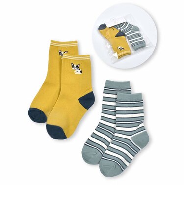 くるま 恐竜 いぬ 総柄 + ワンポイント ソックス 2点 セット (13~21cm)