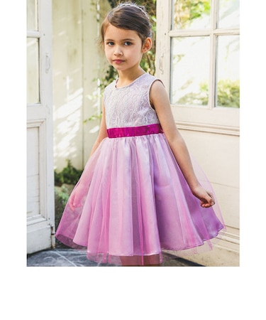 日本製ラメレース×グラデーションチュールドレス(100~140cm)