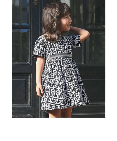 【お揃い】コットンモノグラムプリントワンピース(90~150cm)