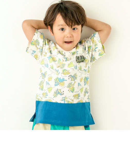 アニマル恐竜柄切り替え半袖Tシャツ(80~130cm)
