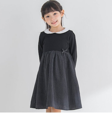 ドットプリント切替ワンピース(90~140cm)