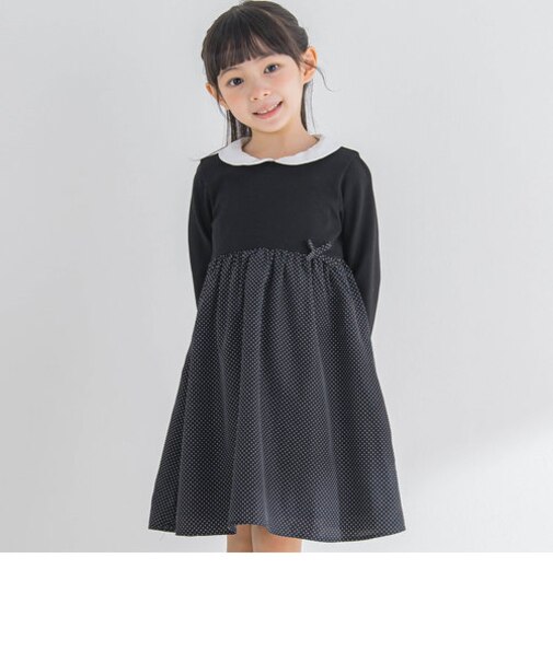 ドットプリント切替ワンピース(90~140cm)