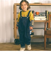 バックプリントハイウエスト風デニムサロペット(80~120cm)