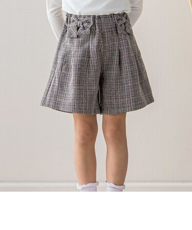 【店舗限定】【お揃い】カラフルチェックorウール風キュロットパンツ(95~150cm)
