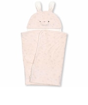 アニマル柄クマ耳ウサギ耳付おくるみベビー