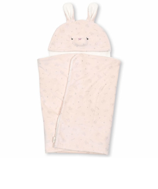 アニマル柄クマ耳ウサギ耳付おくるみベビー