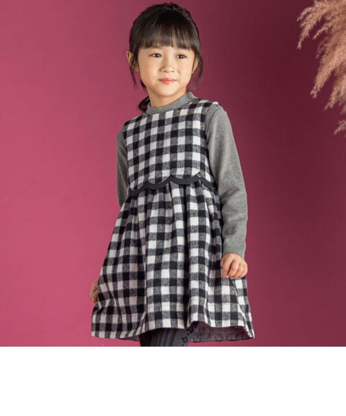 店舗限定】ブロックチェックor千鳥柄ジャンパースカート(95~150cm 