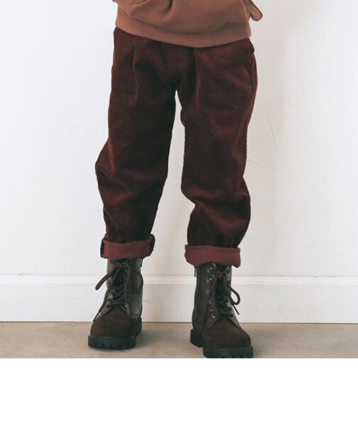 【お揃い】デニムコールテンタックテーパードパンツ(80~130cm)