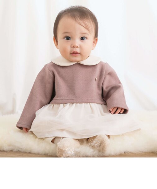 ふわふわチュールふんわりスカートドッキングロンパースベビー(70~80cm)