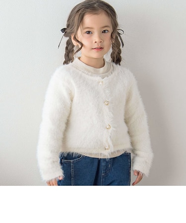 ハートビジューボタン2WAYカーディガン(75~135cm)