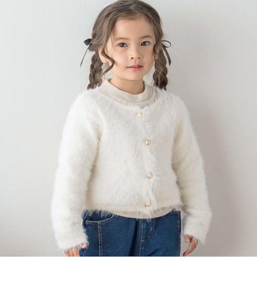 ハートビジューボタン2WAYカーディガン(75~135cm)