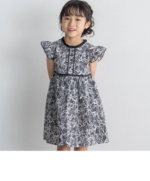 前立てデザインシック花柄ワンピース(95~150cm)