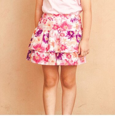 【お揃い】ボタニカル花柄リップルフリルキュロットパンツ(90~150cm)