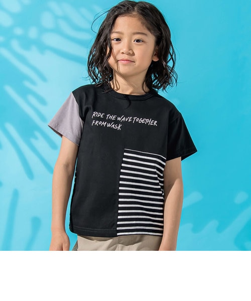 クレイジー配色ボーダーバスク天竺Tシャツ(100~160cm)｜ベベ