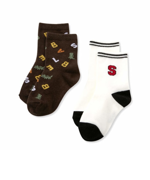 恐竜はたらくくるまマルチ総柄+ワンポイントソックス2点セット(13~21cm)