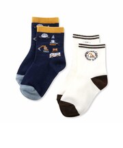 恐竜はたらくくるまマルチ総柄+ワンポイントソックス2点セット(13~21cm)