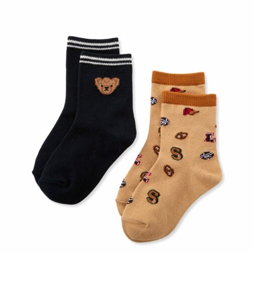 恐竜はたらくくるまマルチ総柄+ワンポイントソックス2点セット(13~21cm)