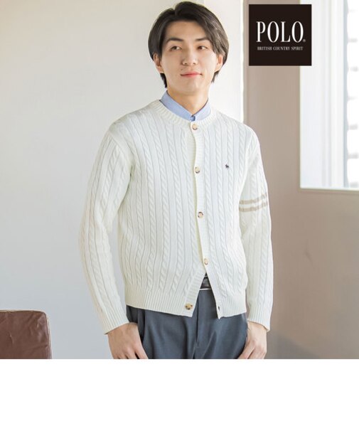 【POLO BCS(ポロ・ビーシーエス)×SLAP SLIPコラボ】【お揃い】袖ラインニットカーディガン