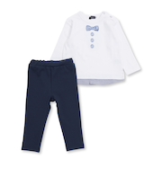 蝶ネクタイプリント長袖Tシャツ+パンツセット(80~90cm)
