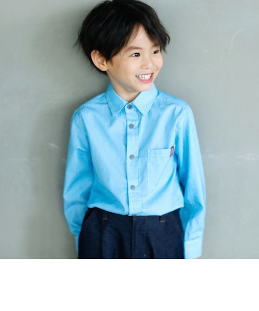 カラー織ネームストライプシャツ(110~160cm)