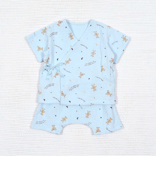 ガーゼクマプリントカシュクールスーツ(70~90cm)