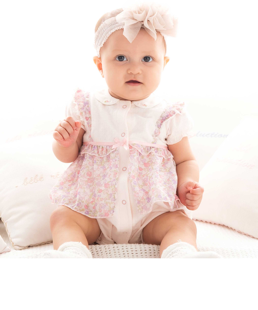 シフォン花プリントレーシーカバーオール(70~80cm)