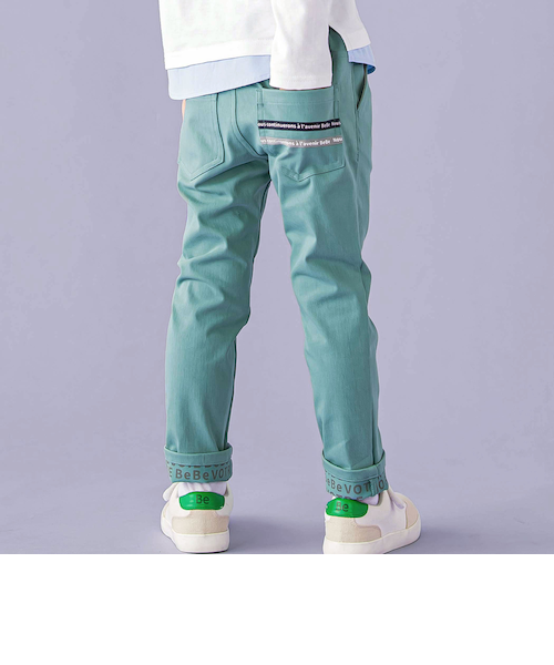 ストレッチツイル裾ロゴプリントロングパンツ(90~150cm)｜ベベ
